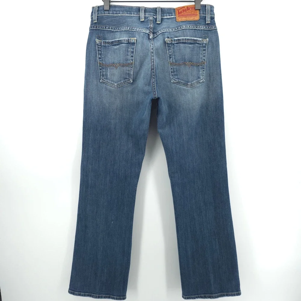 Lucky Brand Womens Jeans Easy Rider 8/29 Blue Straight Leg Button Fly Pic Stitch